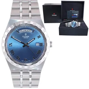 2021 PAPERS Tudor Royal Day Date 28600 Blue Roman 41mm Steel Watch