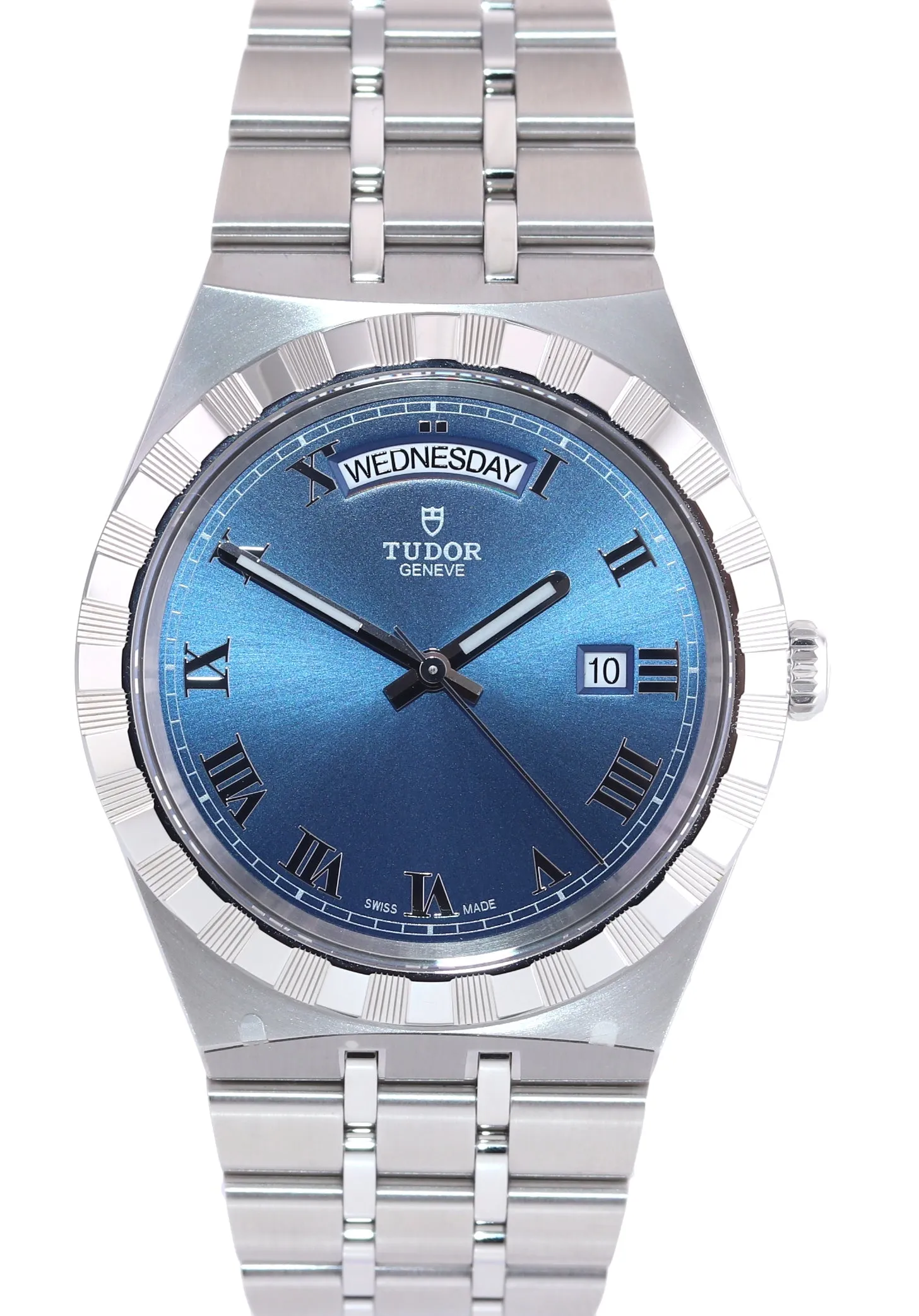 2021 PAPERS Tudor Royal Day Date 28600 Blue Roman 41mm Steel Watch