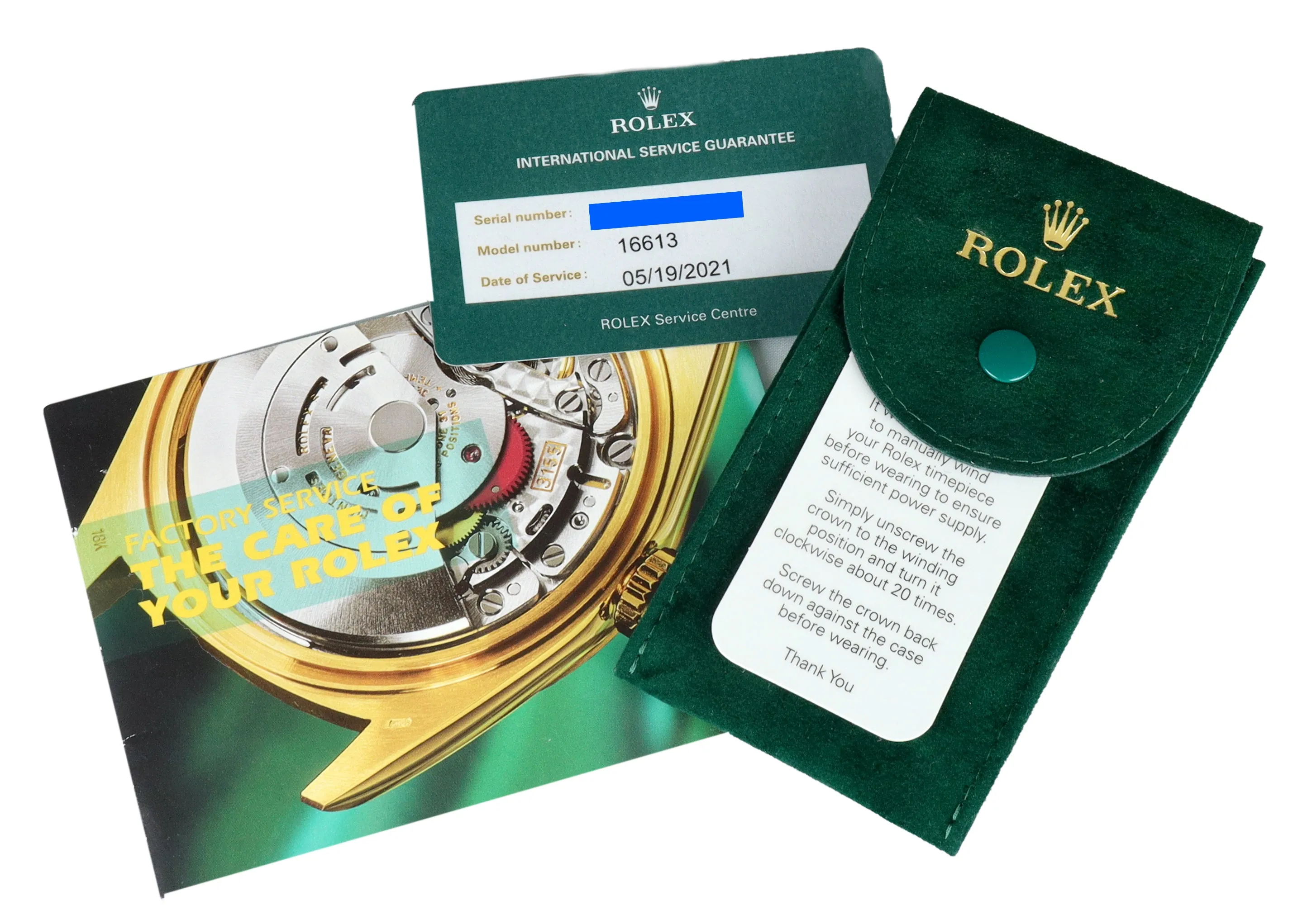 2021 ROLEX SERVICE RSC Submariner Date Blue 16613 Two-Tone 18K Gold SEL 2000