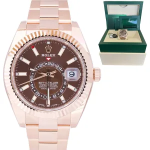 2021 Rolex Sky-Dweller 42mm 18K Rose Gold Chocolate Index 326935 Watch B P