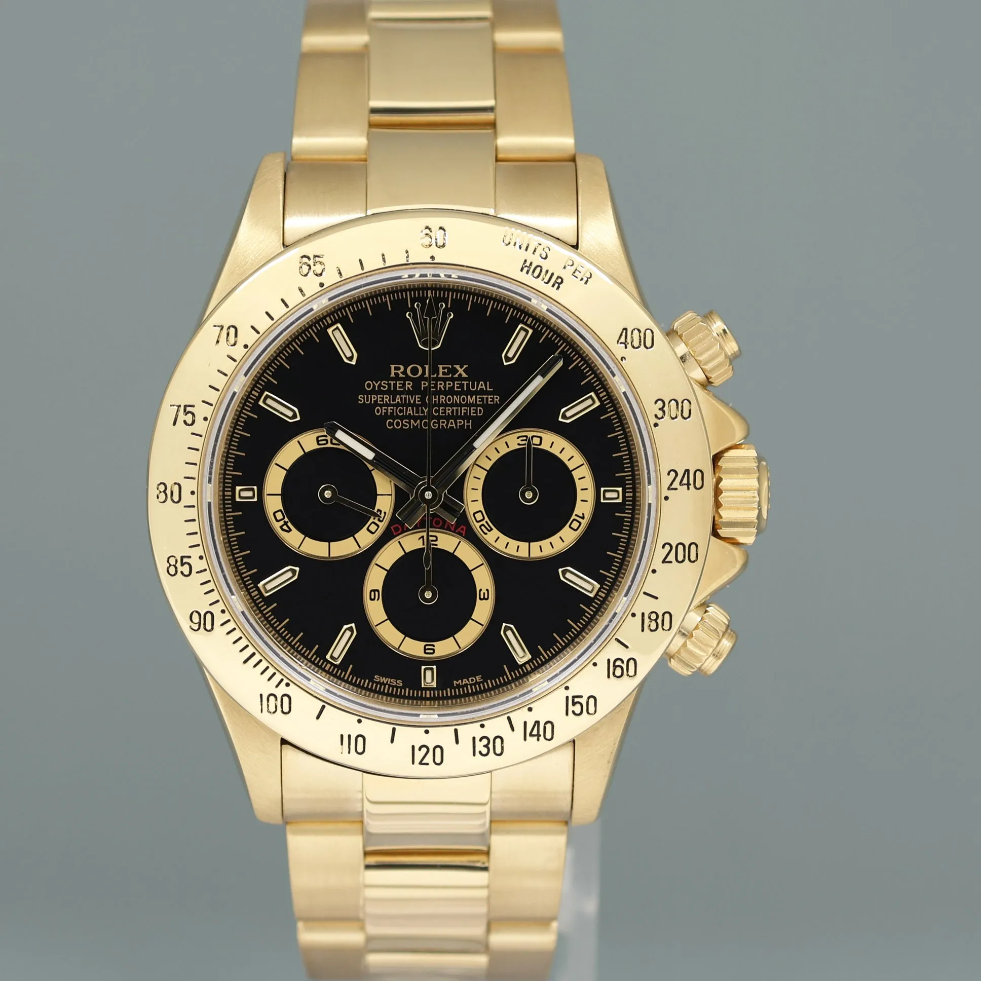 2023 RSC PAPERS Rolex Daytona 16528 Zenith Black Dial Yellow Gold E Serial Watch Box