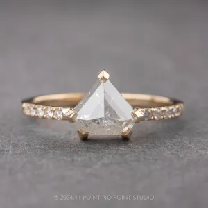 2.10 Carat Icy White Shield Diamond Engagement Ring, Sirena Setting, 14K Yellow Gold