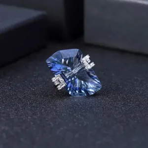 21.20Ct Natural Iolite Blue Mystic Quartz Cocktail Ring 925 Sterling Silver