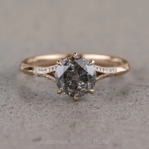 2.13 Carat Salt and Pepper Diamond Engagement Ring, Mackenzie Setting, 14k Rose Gold