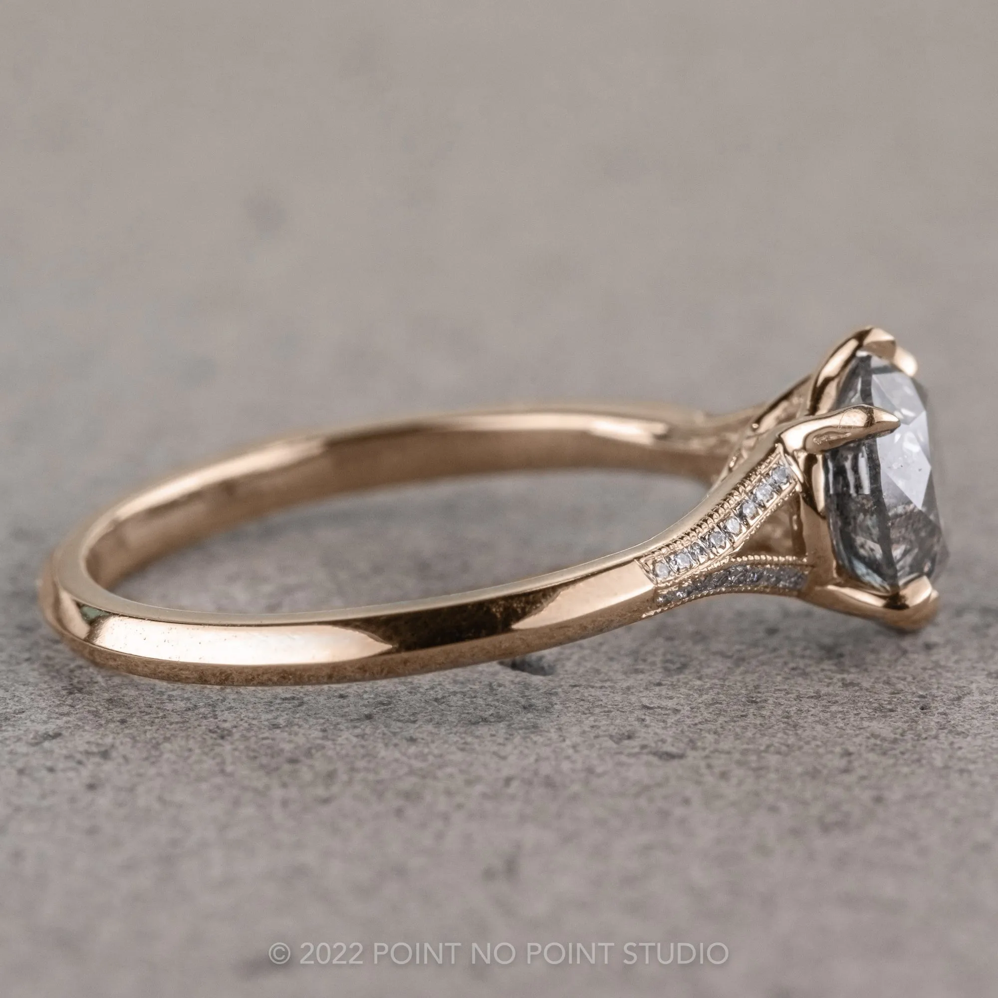 2.13 Carat Salt and Pepper Diamond Engagement Ring, Mackenzie Setting, 14k Rose Gold