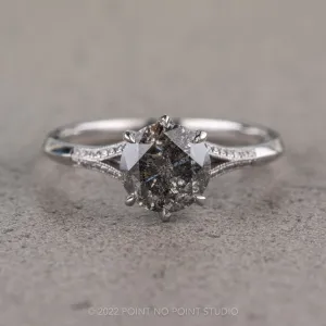 2.13 Carat Salt and Pepper Diamond Engagement Ring, Mackenzie Setting, 14k White Gold