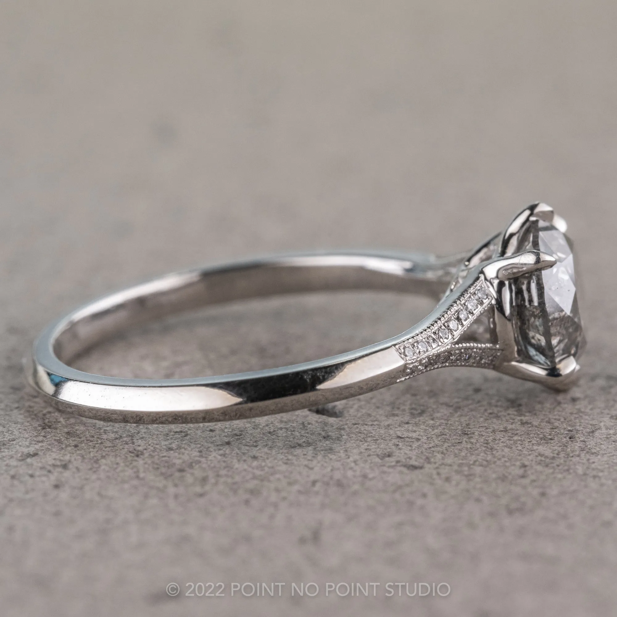 2.13 Carat Salt and Pepper Diamond Engagement Ring, Mackenzie Setting, Platinum
