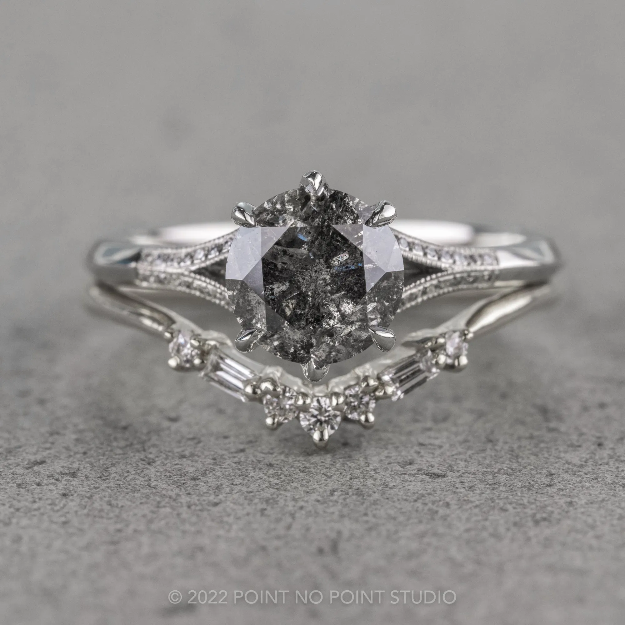 2.13 Carat Salt and Pepper Diamond Engagement Ring, Mackenzie Setting, Platinum