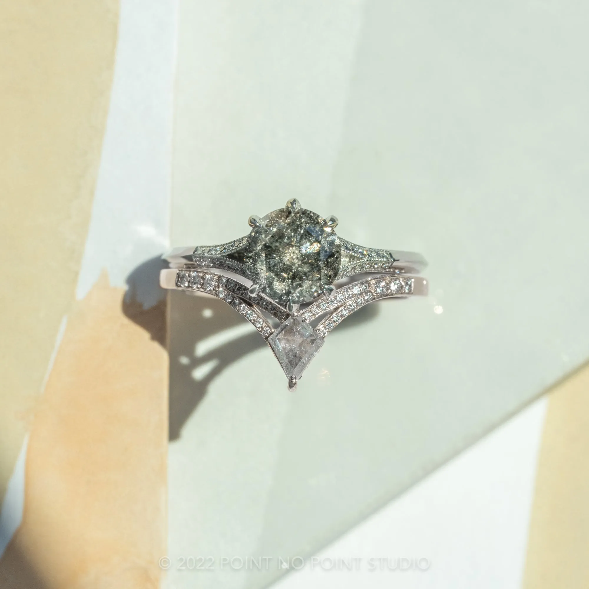2.13 Carat Salt and Pepper Diamond Engagement Ring, Mackenzie Setting, Platinum