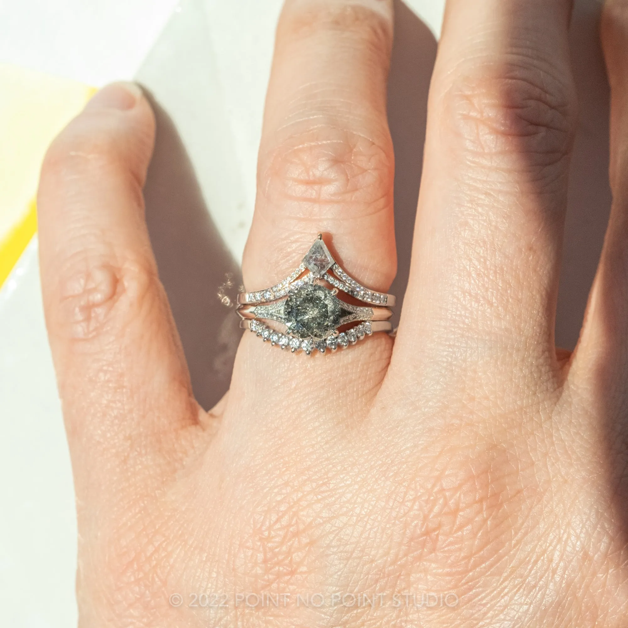 2.13 Carat Salt and Pepper Diamond Engagement Ring, Mackenzie Setting, Platinum