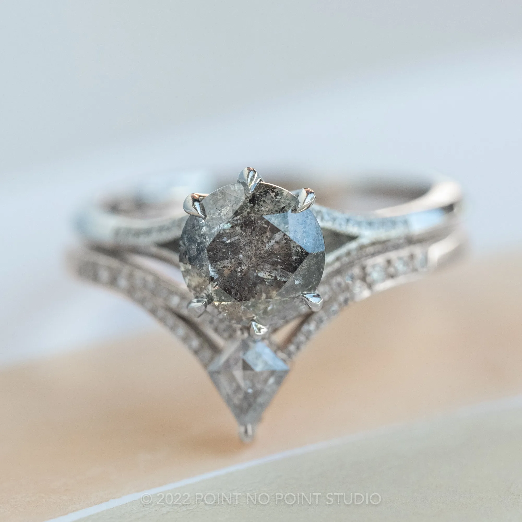2.13 Carat Salt and Pepper Diamond Engagement Ring, Mackenzie Setting, Platinum