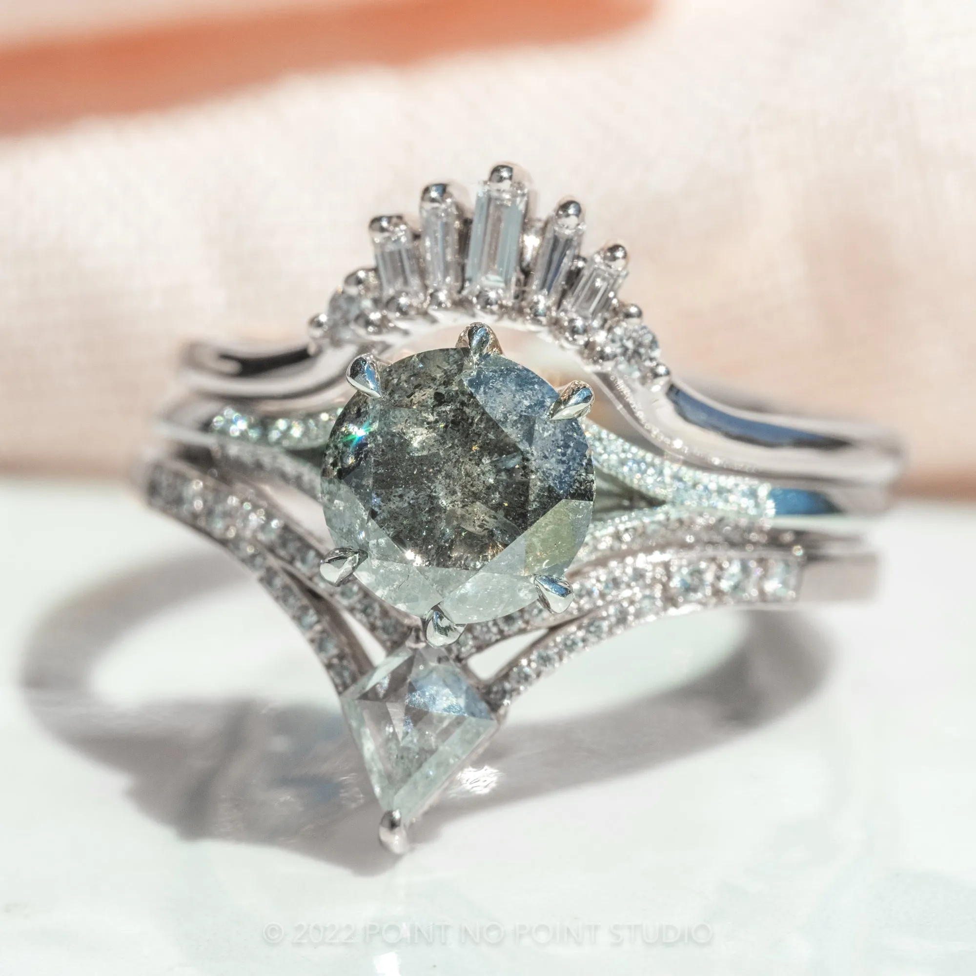 2.13 Carat Salt and Pepper Diamond Engagement Ring, Mackenzie Setting, Platinum