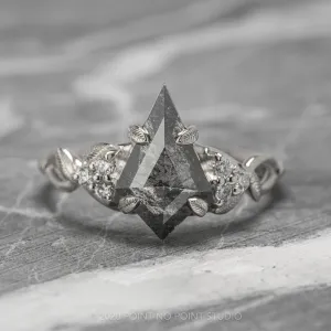 2.16 Carat Black Speckled Kite Diamond Engagement Ring, Quinn Setting, Platinum