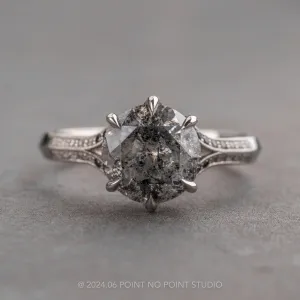2.26 Carat Salt and Pepper Round Diamond Engagement Ring, Ombre Mackenzie Setting, Platinum
