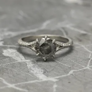 2.28 Carat Salt and Pepper Diamond Engagement Ring, Mackenzie Setting, 14K White Gold