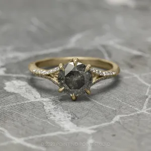2.28 Carat Salt and Pepper Diamond Engagement Ring, Mackenzie Setting, 14K Yellow Gold