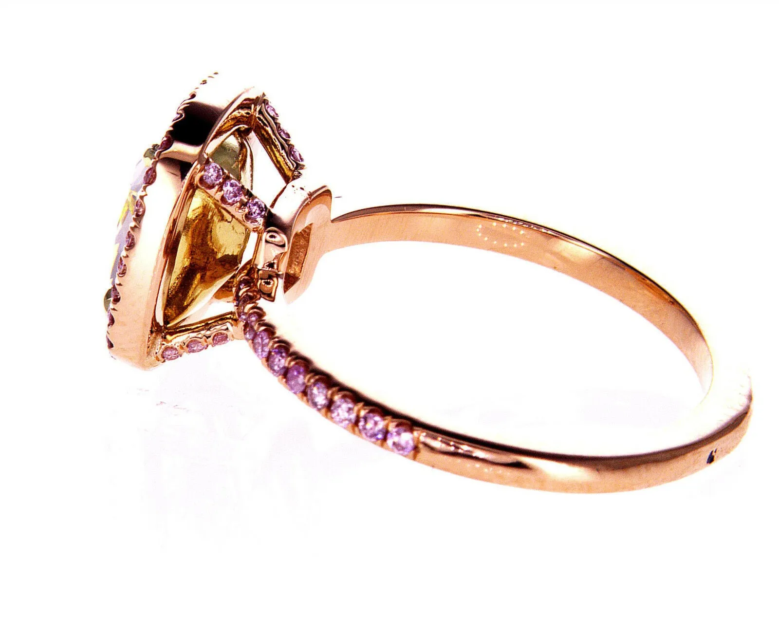 2.50CT Engagement Ring Natural Diamond Fancy Yellow Pink Rose Gold GIA Certified