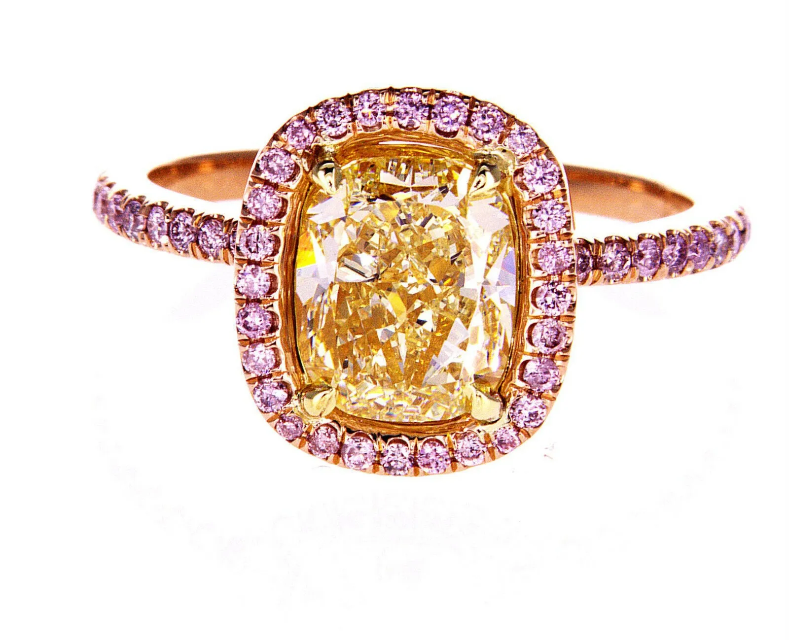 2.50CT Engagement Ring Natural Diamond Fancy Yellow Pink Rose Gold GIA Certified