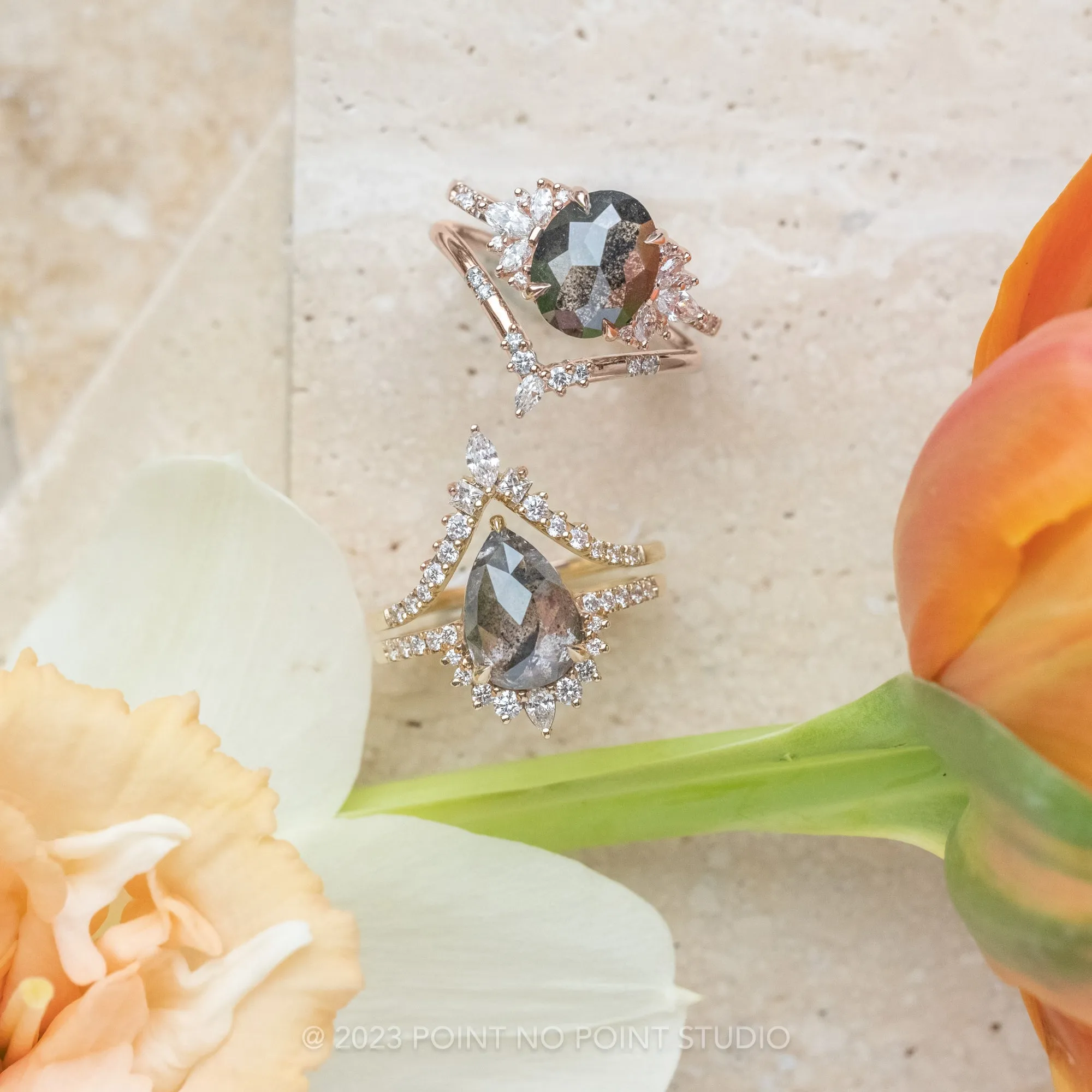 2.57 Carat Black Oval Diamond Engagement Ring, Monarch Setting, 14K Rose Gold