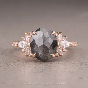2.57 Carat Black Oval Diamond Engagement Ring, Monarch Setting, 14K Rose Gold