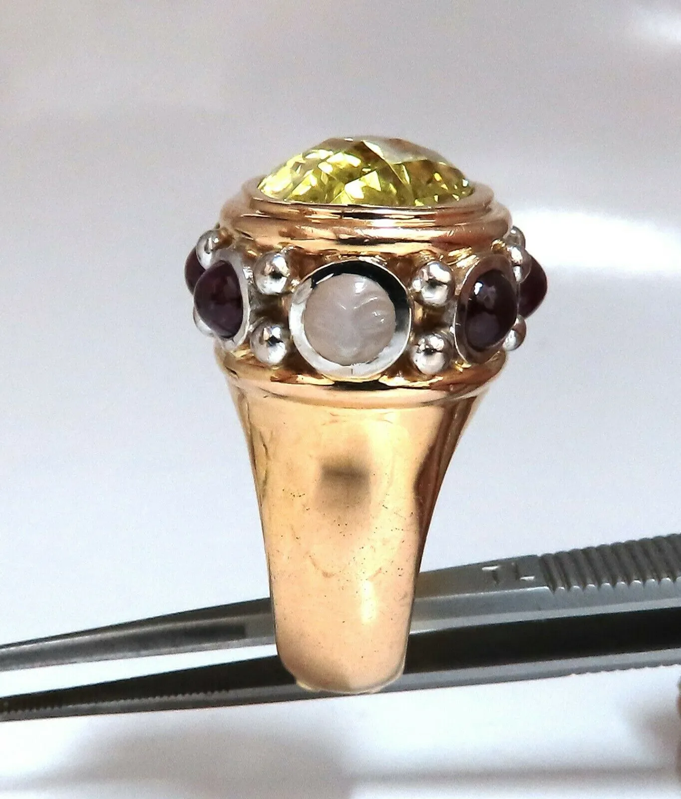25ct Natural Lemon Quartz Vintage Ring 19 Karat Vintage Middle East 52 Gram