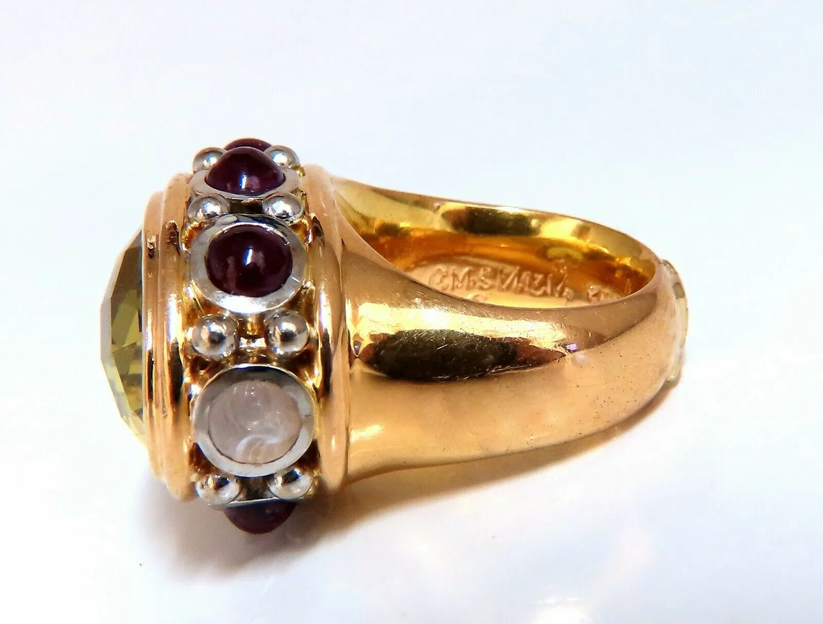25ct Natural Lemon Quartz Vintage Ring 19 Karat Vintage Middle East 52 Gram