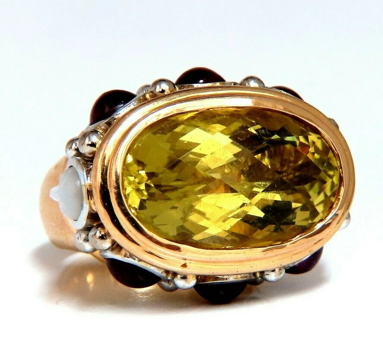 25ct Natural Lemon Quartz Vintage Ring 19 Karat Vintage Middle East 52 Gram