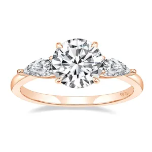 2ct Round cut Diamond Three Stone Rose Gold Ring