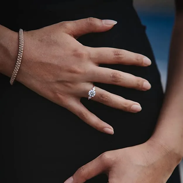 2ct Round cut Diamond Three Stone Rose Gold Ring