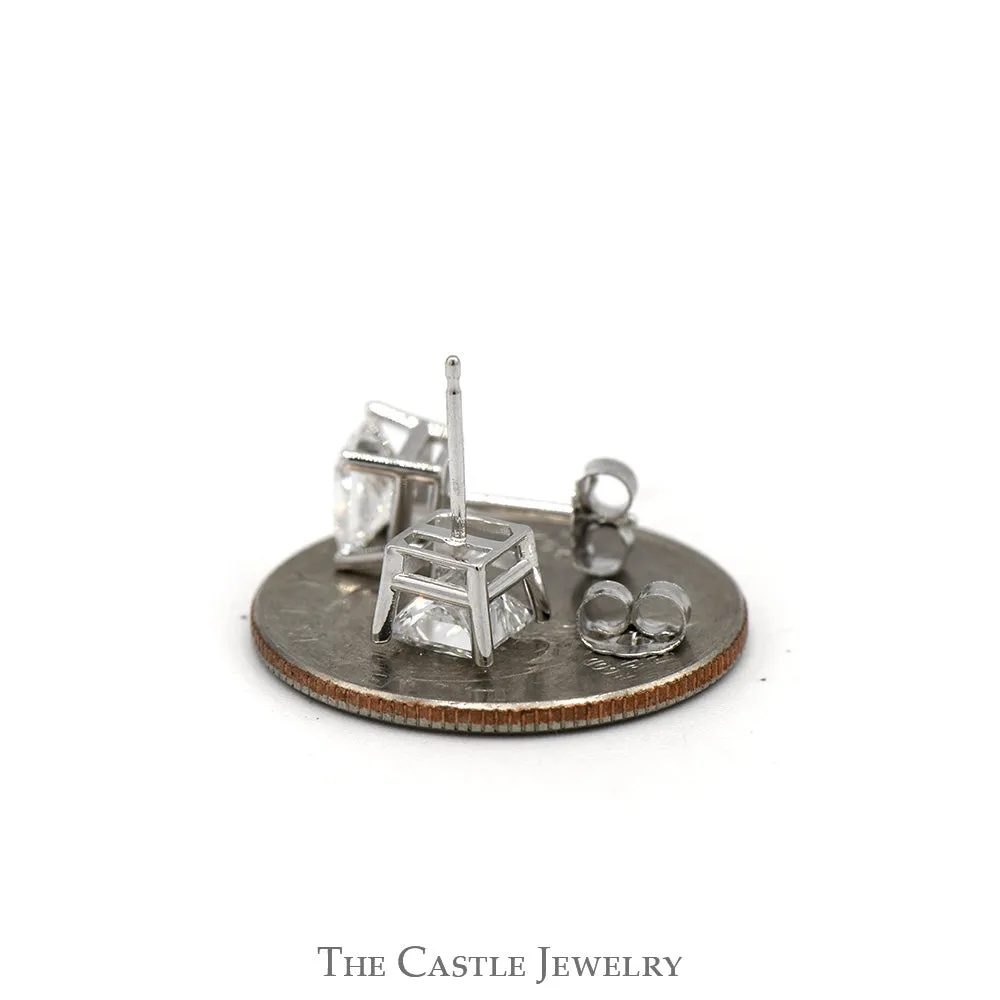 2cttw Princess Cut Lab Grown Diamond Stud Earrings in 14k White Gold