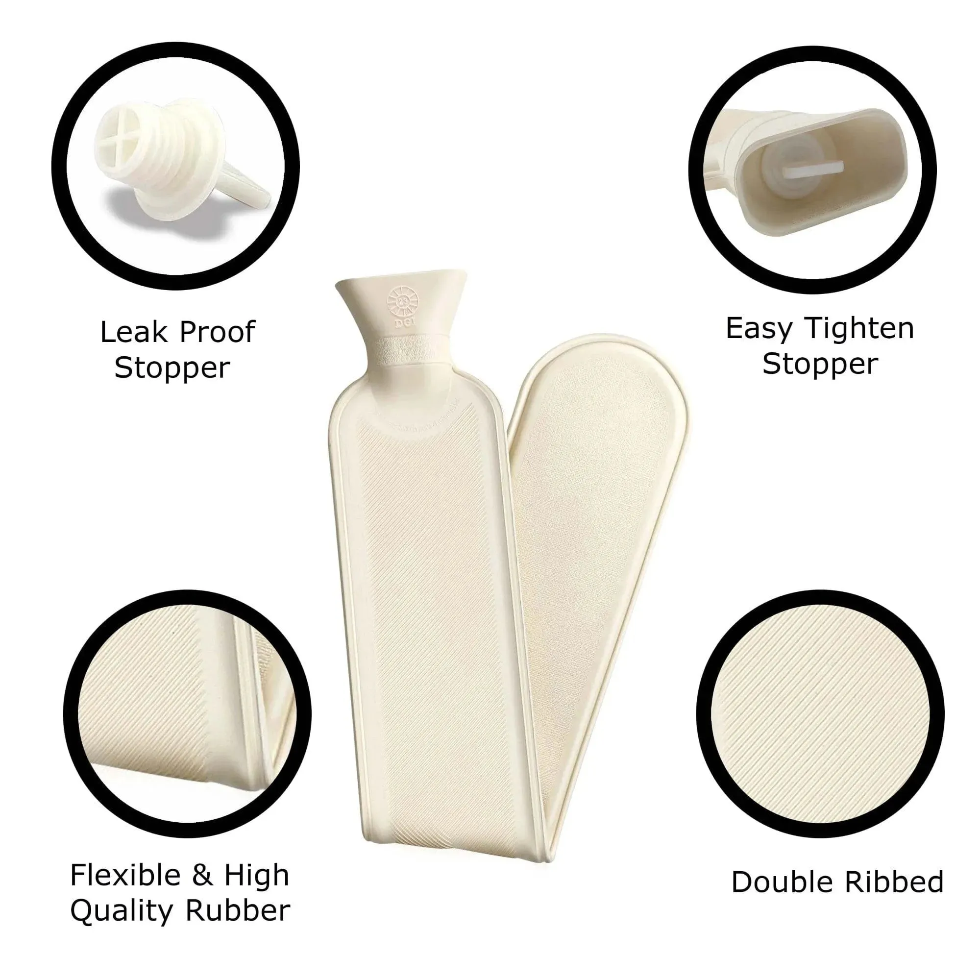 2L Long Hot Water Bottle With Plush Cover & Pompoms