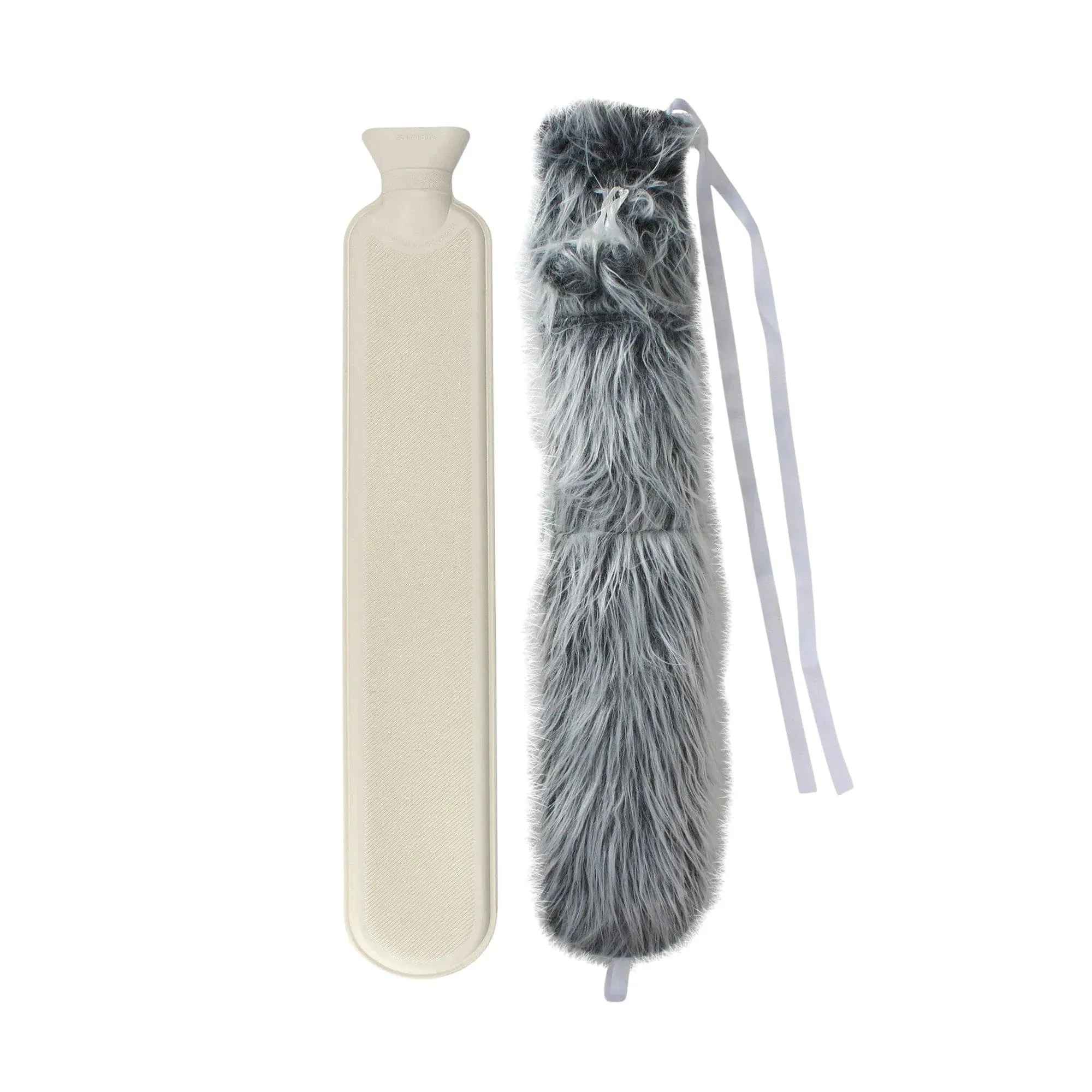 2L Long Hot Water Bottle With Plush Cover & Pompoms