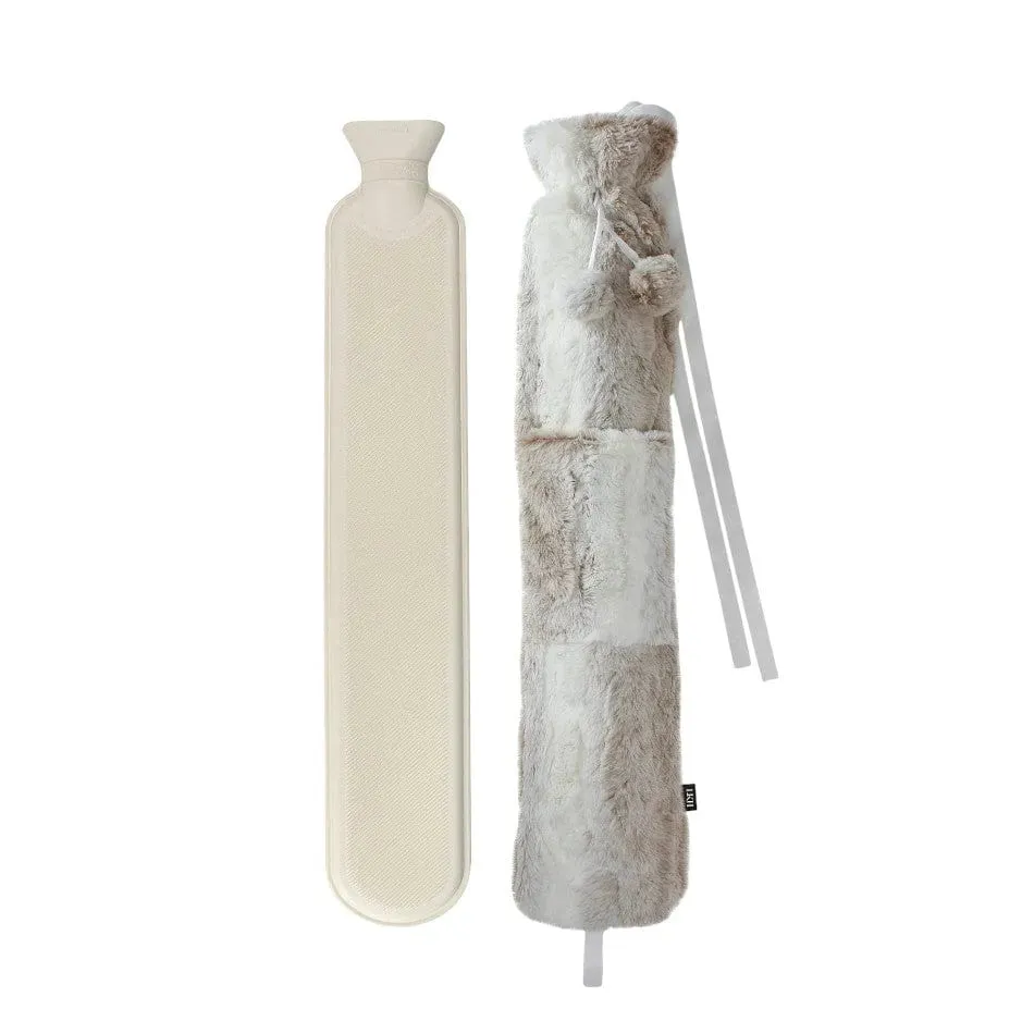 2L Long Hot Water Bottle With Plush Cover & Pompoms