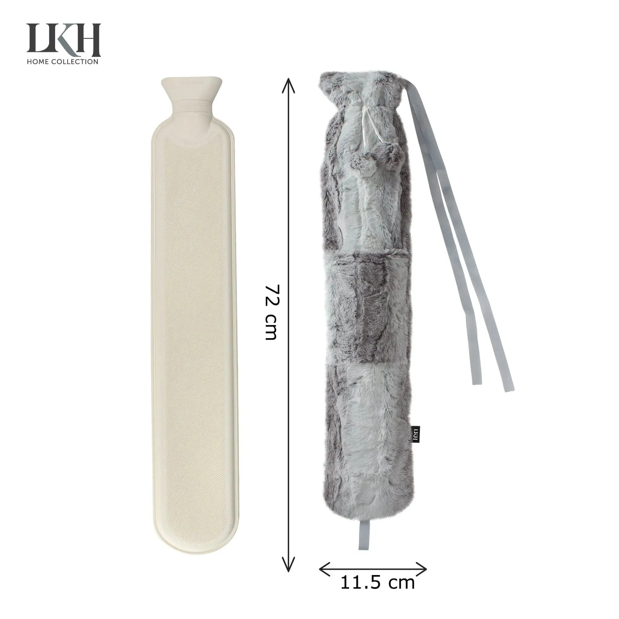 2L Long Hot Water Bottle With Plush Cover & Pompoms