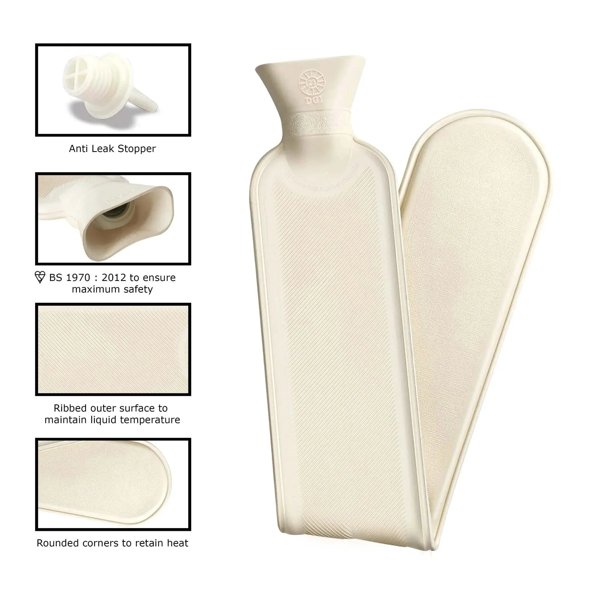 2L Long Hot Water Bottle With Plush Cover & Pompoms