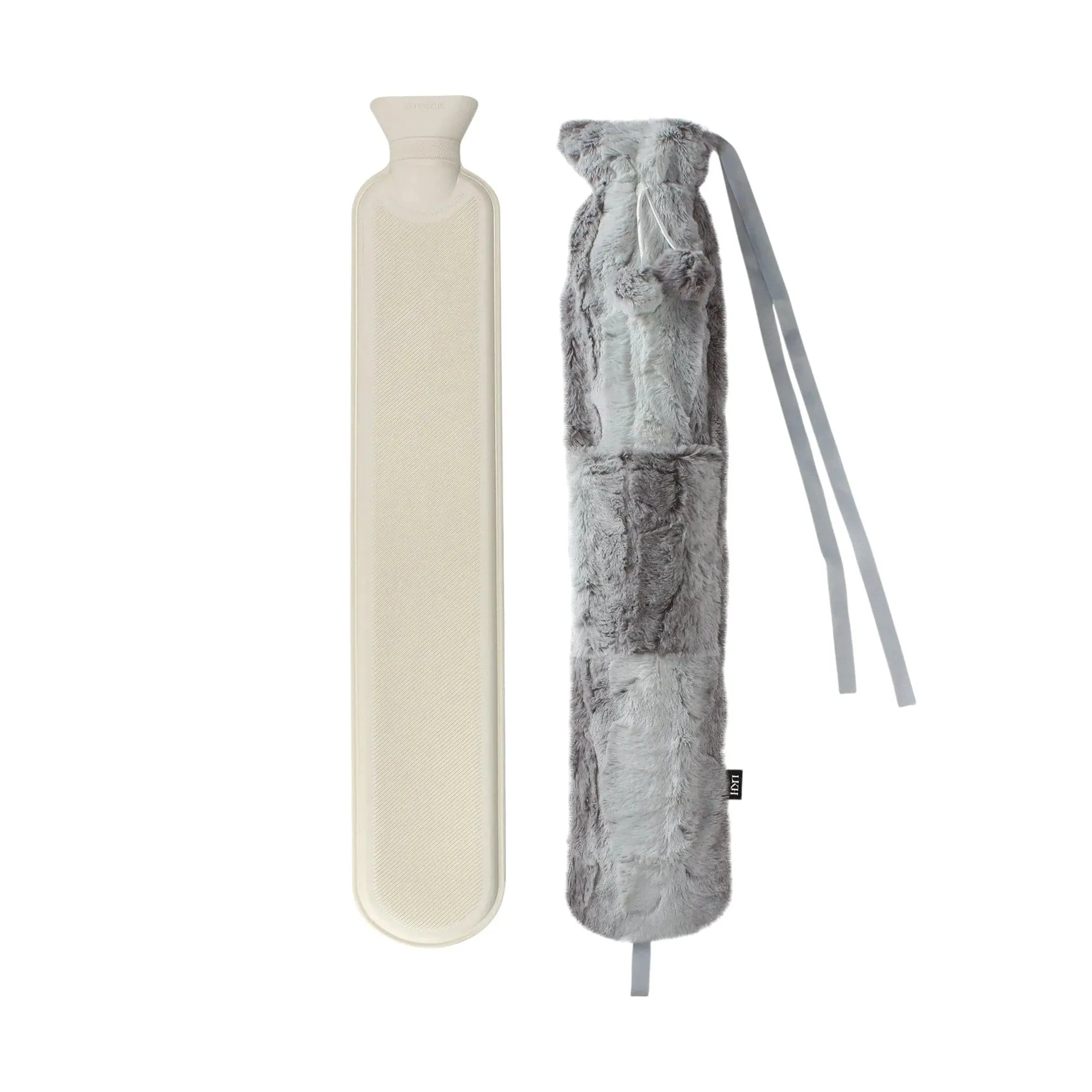 2L Long Hot Water Bottle With Plush Cover & Pompoms