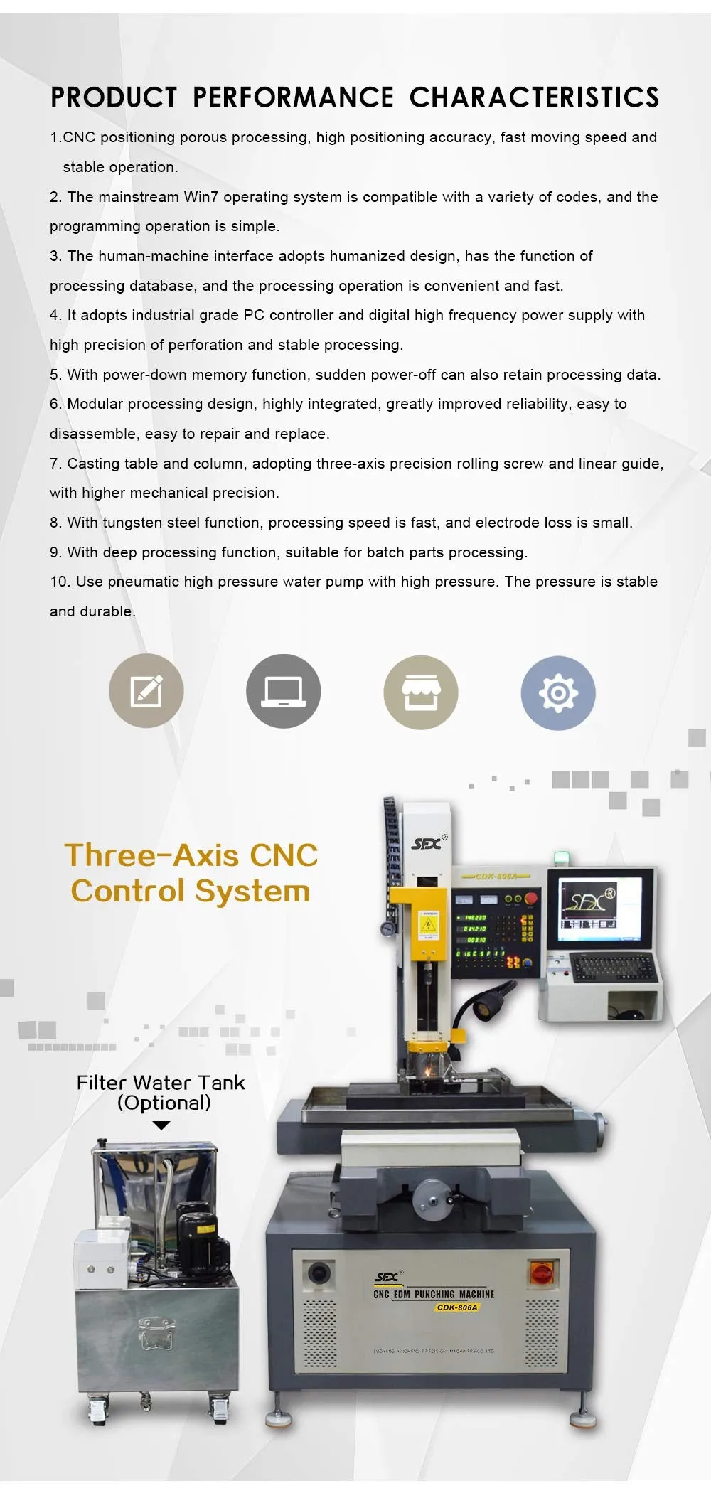 3 Axis CNC Deep Hole Drilling Machine,CNC Small Hole EDM Bench Drilling Machine,Three Axis CDK-806A 0.3mm-3mm