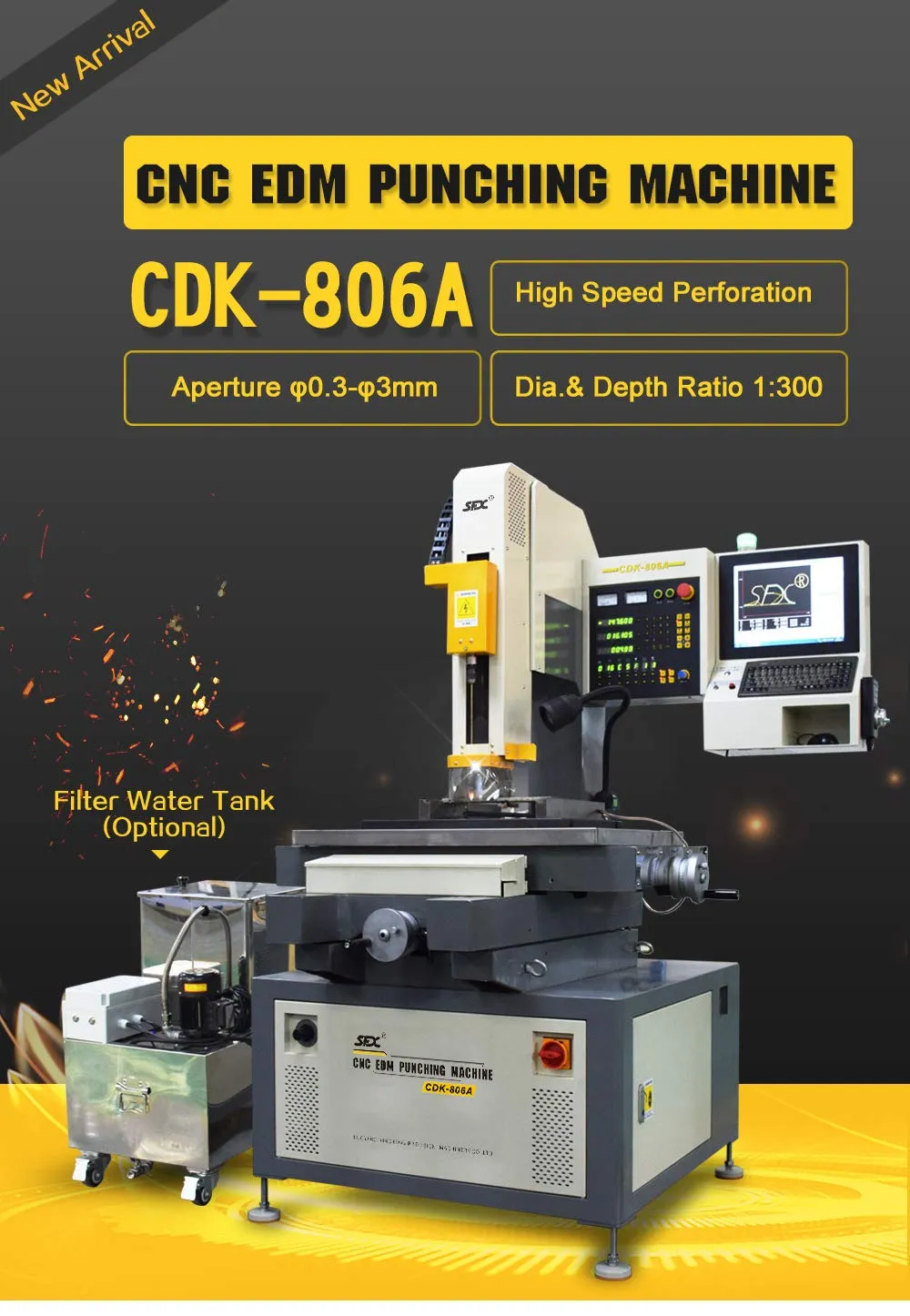 3 Axis CNC Deep Hole Drilling Machine,CNC Small Hole EDM Bench Drilling Machine,Three Axis CDK-806A 0.3mm-3mm