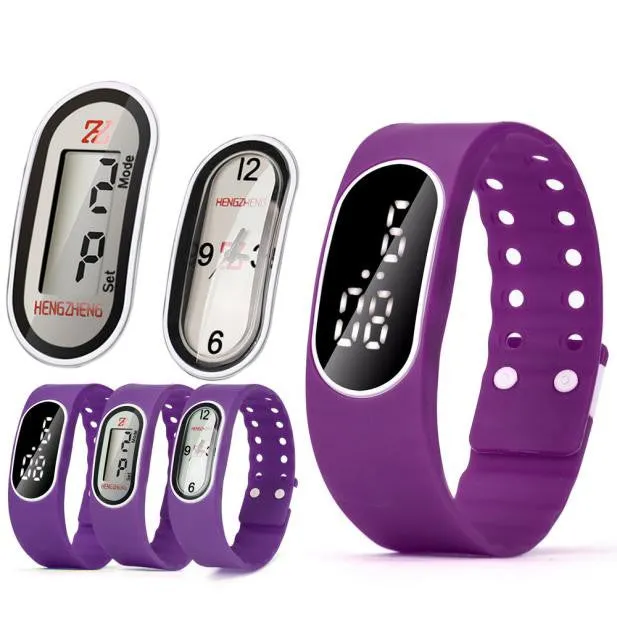 3 IN 1 Womens Rubber LED LCD Quartz  Wrist Watch in 11 Colors