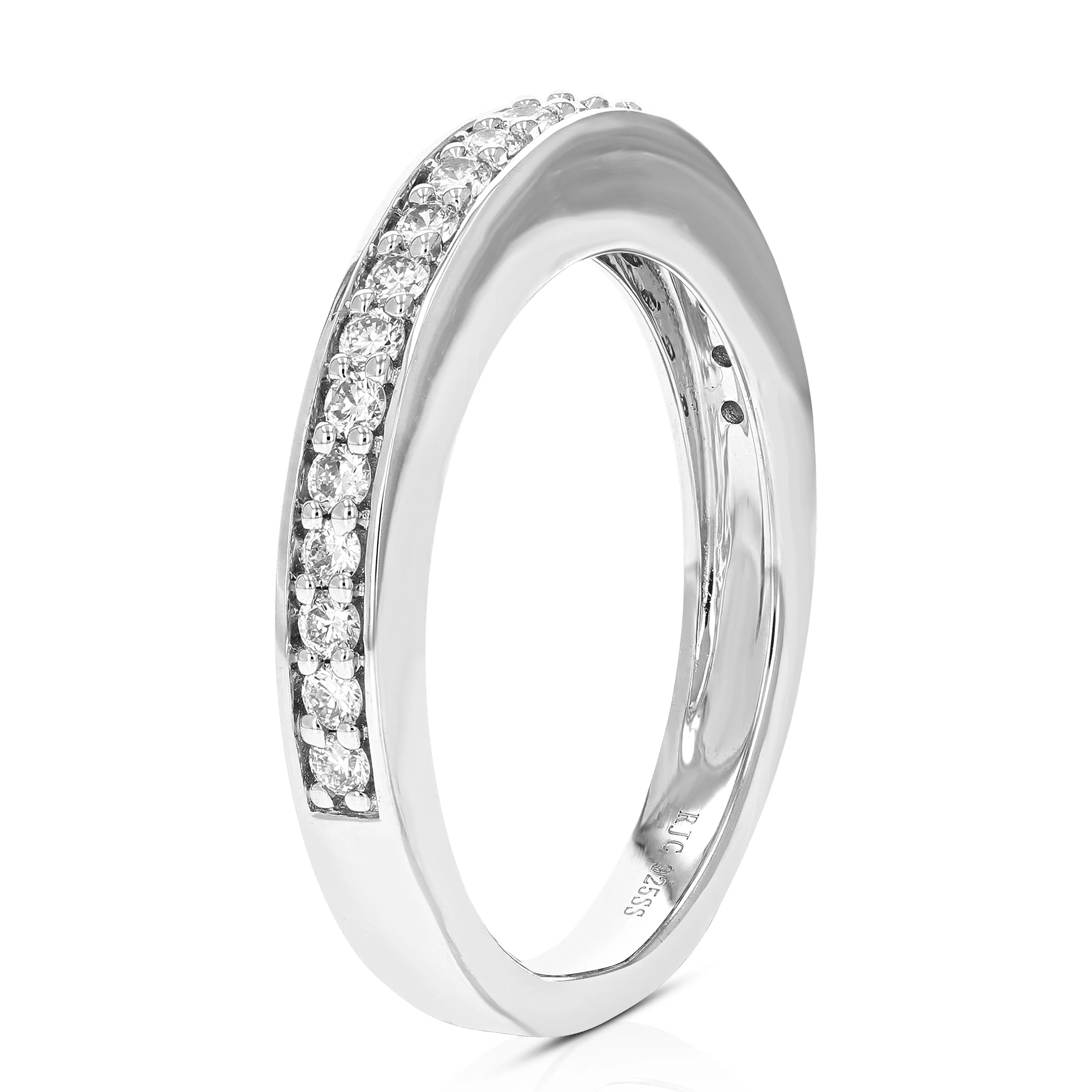 3/8 cttw Lab Grown Diamond Halo Wedding Band in Sterling Silver