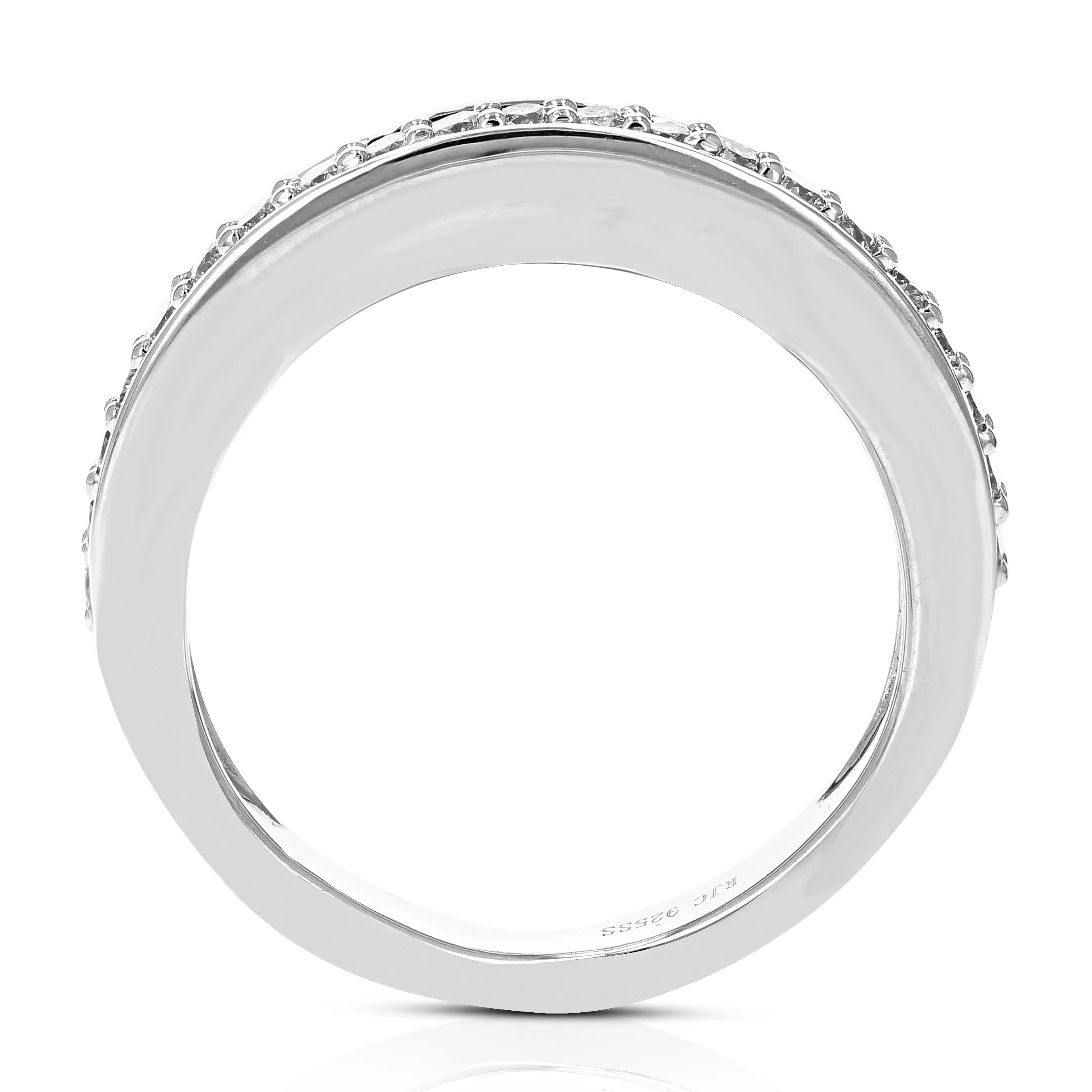 3/8 cttw Lab Grown Diamond Halo Wedding Band in Sterling Silver