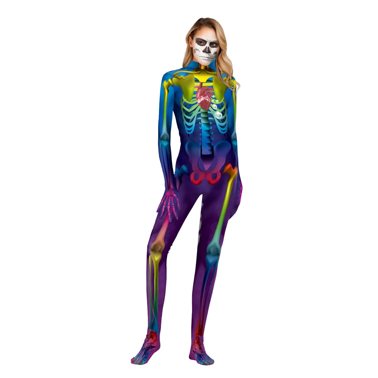 3D Digital Print Colorful Skull Costume