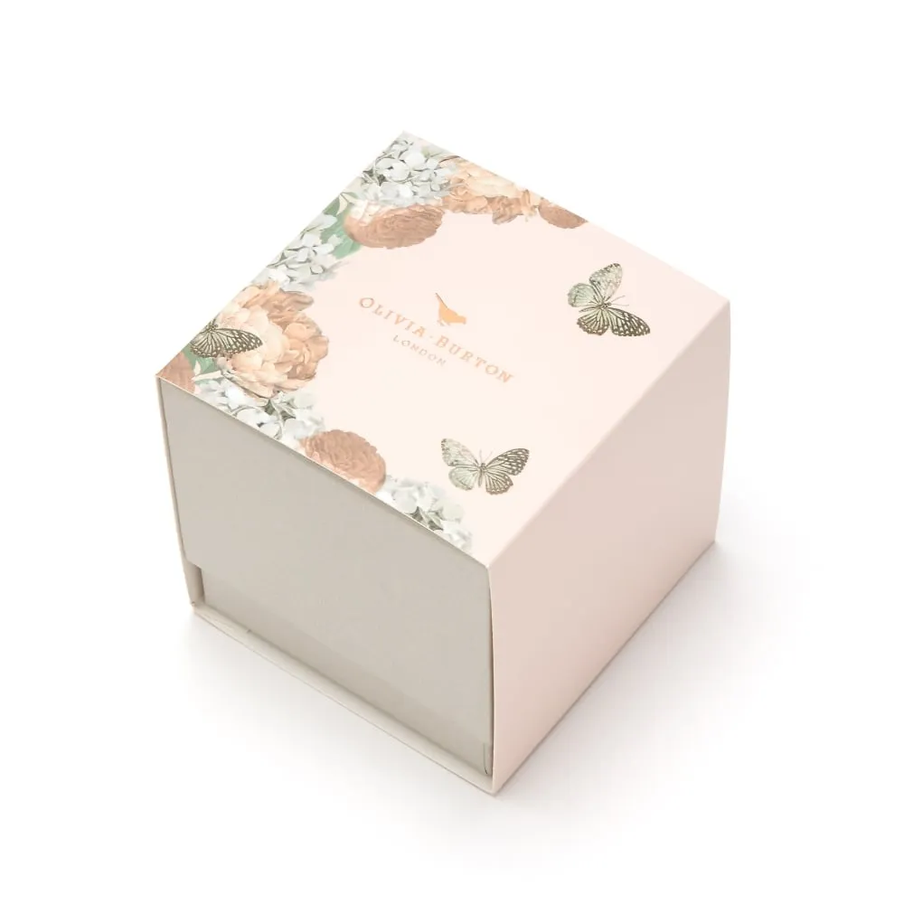 3D Vintage Bow Midi Square Dial Nude Peach Rose Gold and Silver Watch