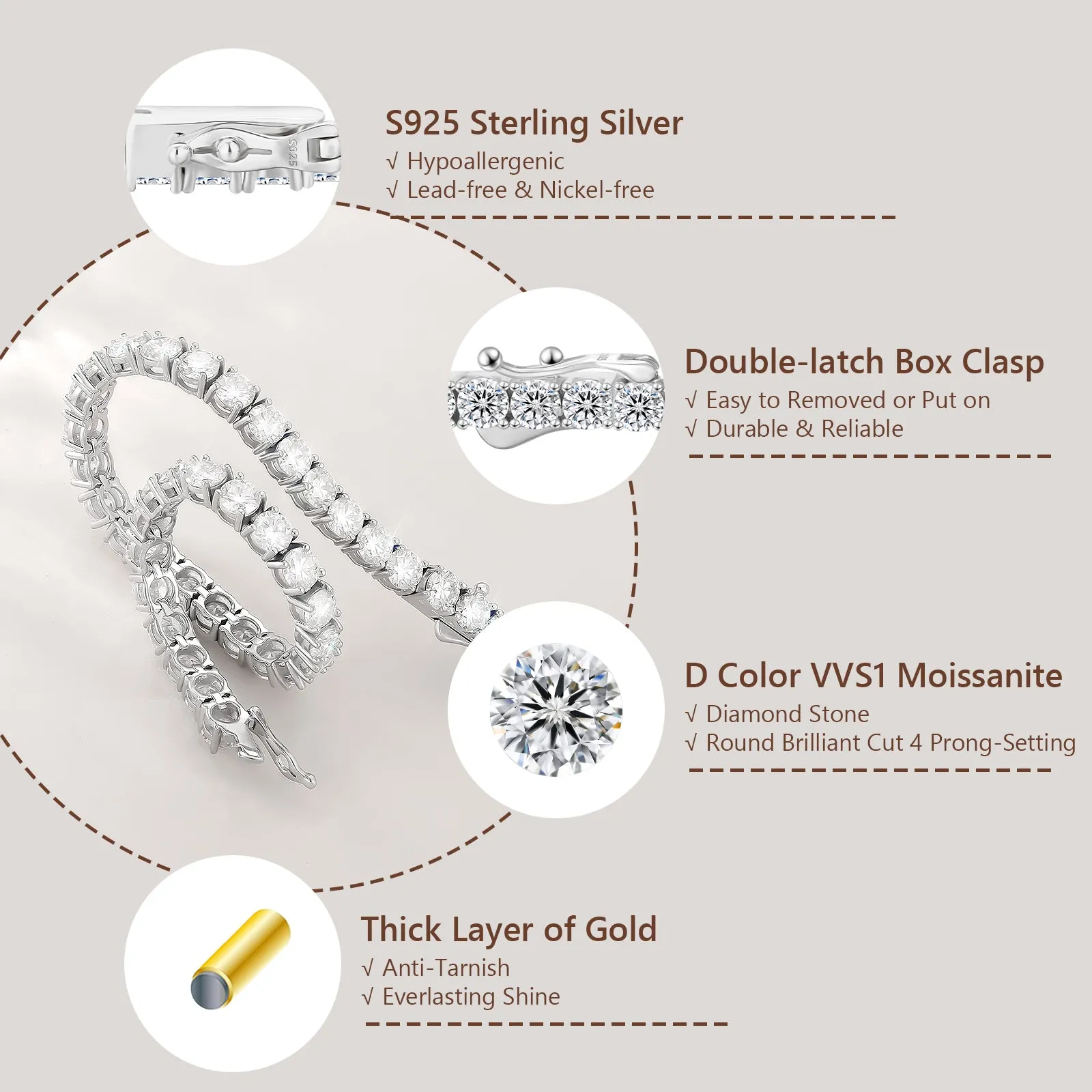 3mm Moissanite Tennis Bracelet S925 KRKC