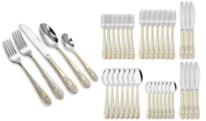 40 Piece Flatware Set - 18/10 Stainless Steel Silverware Set for 8 - Complete Cutlery with Elegant Floral Handles - For Kitchen and Dining, Home Essentials (40 Piece, Amalfi)