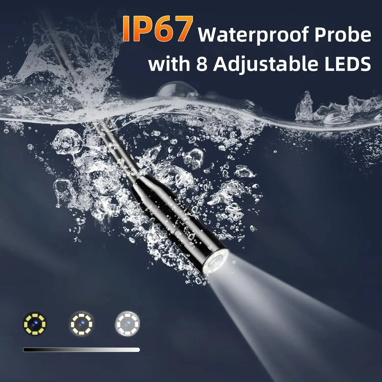 4.3 Inch Endoscope Camera HD 1080P 4.3 "Single Dual Lens 8MM Car Inspection Borescope IP67 Waterproof Sewer Camera with 8 leds