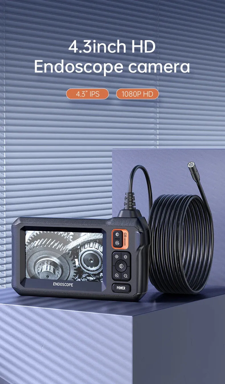 4.3 Inch Endoscope Camera HD 1080P 4.3 "Single Dual Lens 8MM Car Inspection Borescope IP67 Waterproof Sewer Camera with 8 leds
