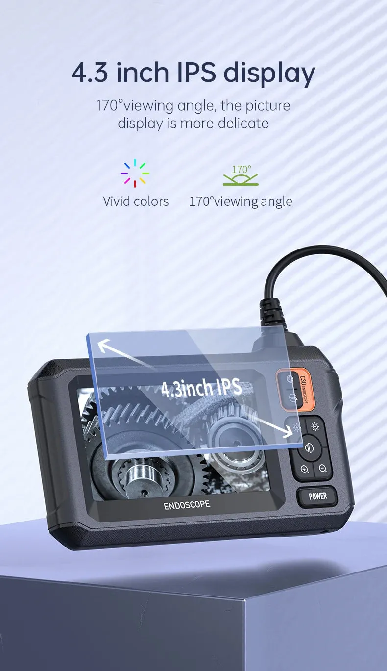 4.3 Inch Endoscope Camera HD 1080P 4.3 "Single Dual Lens 8MM Car Inspection Borescope IP67 Waterproof Sewer Camera with 8 leds