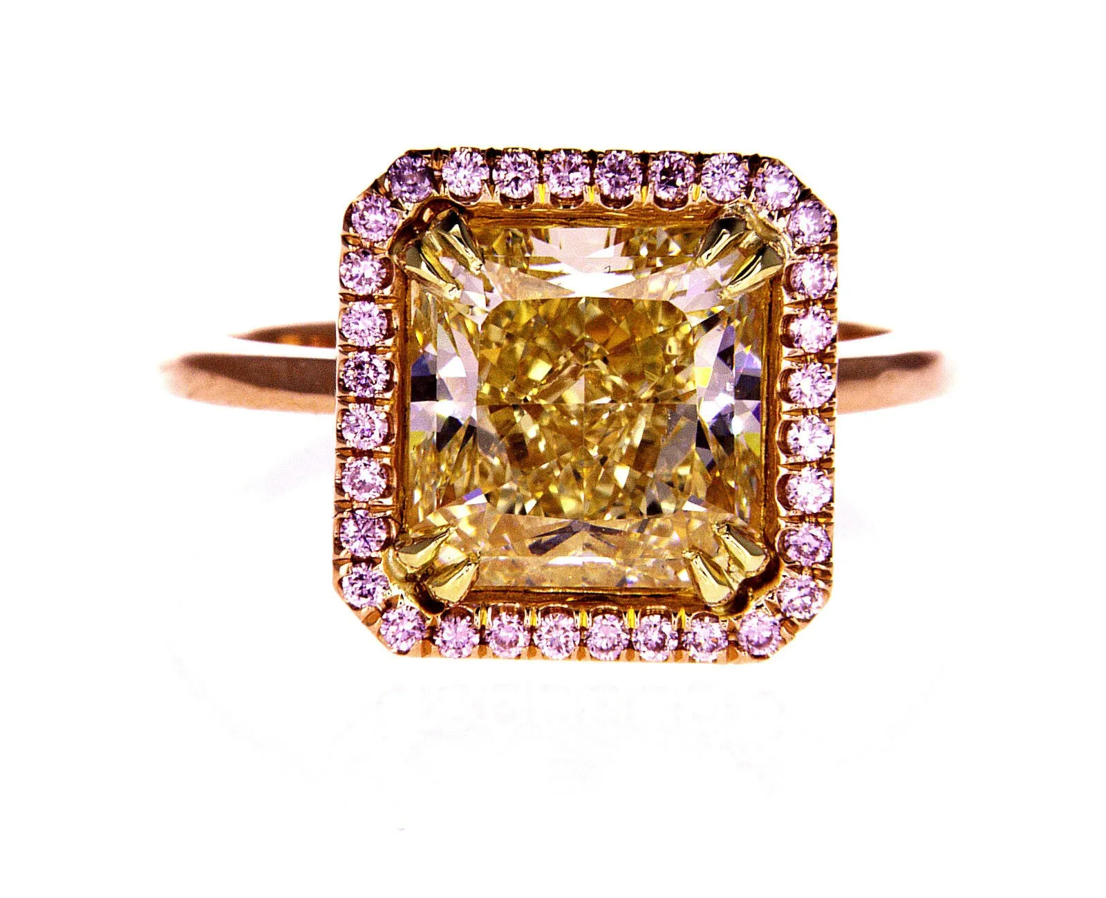 4.5CT Natural Diamond Engagement Ring GIA Certified Fancy PINK Yellow Rose Gold