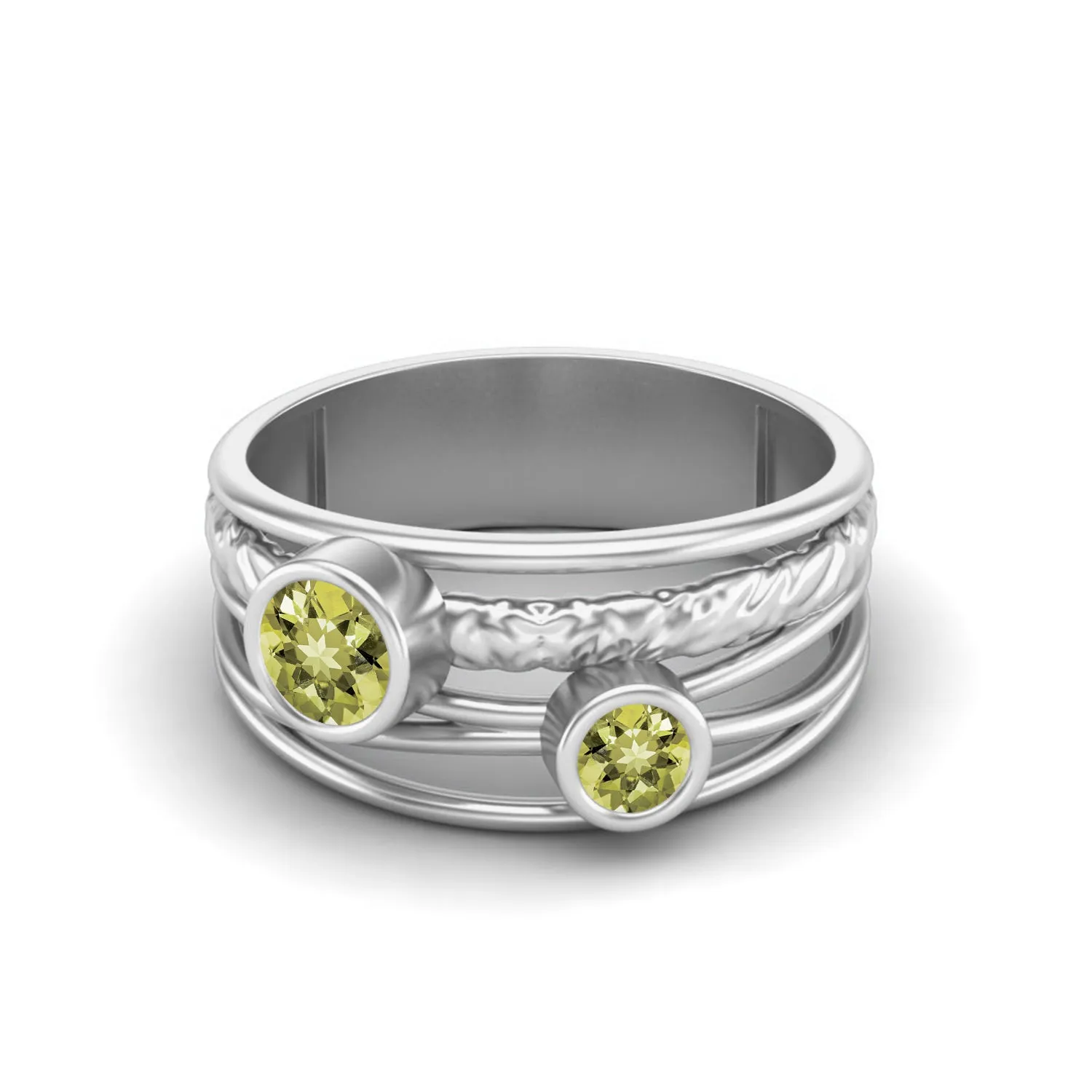 4x4mm Lemon Quartz Wedding Ring 925 Sterling Silver Bridal Gift Ring